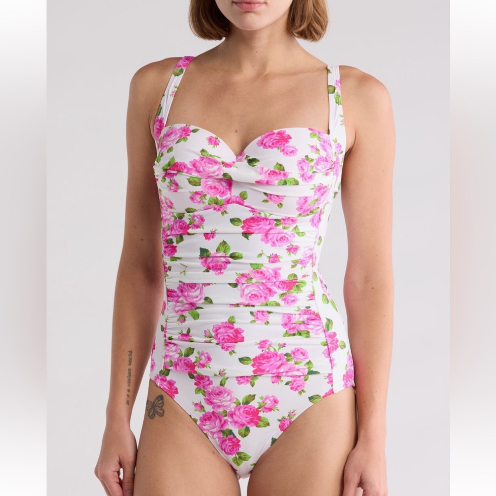 New Betsey Johnson Ruched one piece Swimsuit